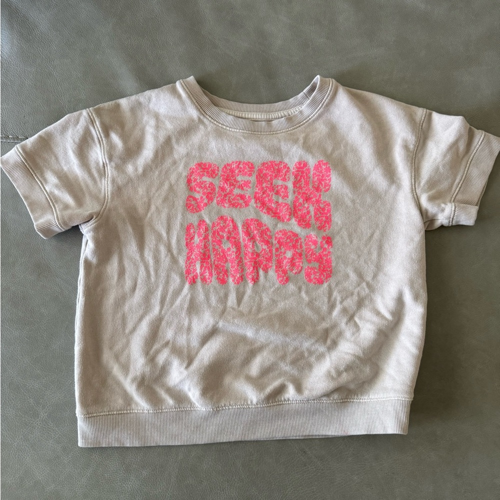 Cat & Jack Cream Pink Graphic Short Sleeve Tee